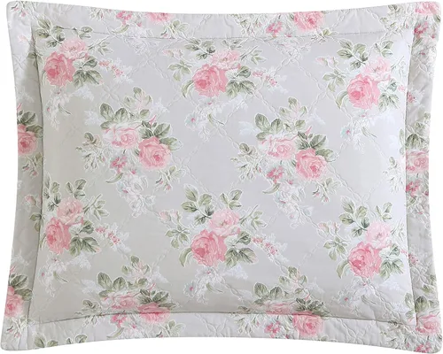 Vista 4 de Laura Ashley - Juego de edredón individual, ropa de cama reversible de algodón con fundas a juego, decoración ligera del hogar para todas