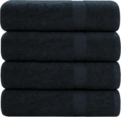 Vista 41 de GOLD TEXTILES Juego de 24 toallas de baño negras de alta absorción, multiusos, secado rápido, para piscina, gimnasio, hotel, spa