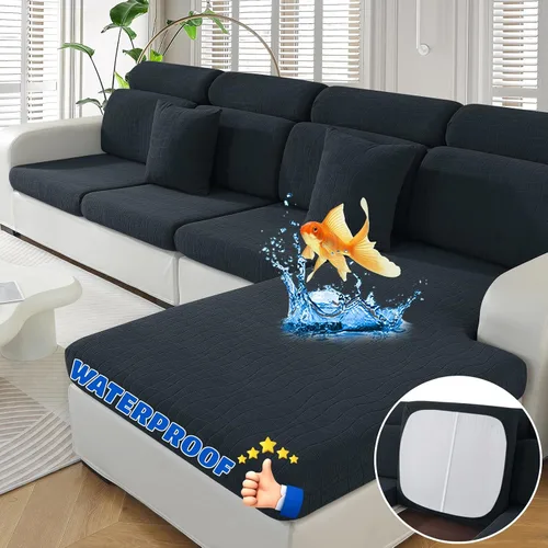 Vista 18 de MAXIJIN Fundas impermeables para cojín de sofá Fundas elásticas para asiento de sofá Fundas lavables, Fundas seccionales para cojines de exterior