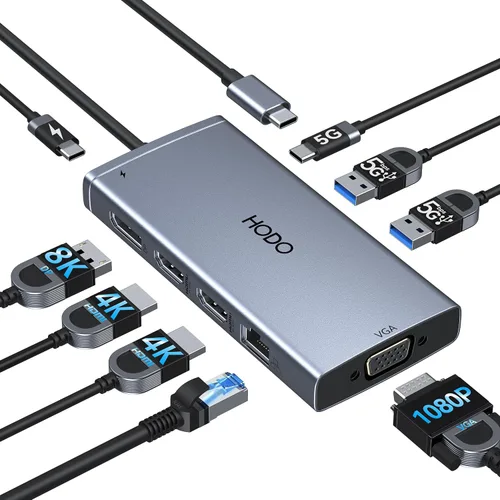 Vista 13 de Adaptador multipuerto USB-C para MacBook Air/Pro - Dongle HDMI 6 en 1 con puertos 4K, USB 3.0, lector de tarjetas SD/TF para MacBook M1/m2/m3/m4