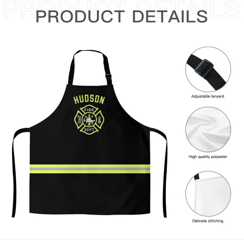 Vista 7 de Delantal personalizado con temática de bombero, regalo genial para papá de bomberos para el día del padre, disfraz de bombero para hombres y mujeres