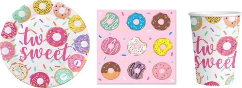 Vista 4 de Suministros para fiesta de cumpleaños dulces - Dos dulces decoraciones para niñas, tema de fiesta de donas