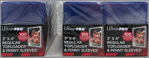 Vista 3 de Ultra PRO 3" x 4" Clear Regular Toploaders para tarjetas con fundas para tarjetas, paquete tamaño estándar 300ct Trading Baseball Toploader Card