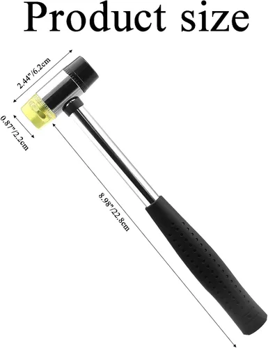 Vista 2 de Martillo de mazo de goma suave de doble cabeza de 0.984 in, martillo de goma de nailon, mazo de metal con cabezal de conversión de 2 piezas