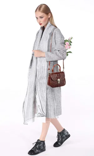 Vista 3 de PIJUSHI Bolsos cruzados de cuero genuino para mujer, bolso de cocodrilo de diseñador pequeño con asa superior