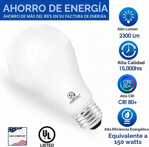 Vista 3 de ENERGETIC SMARTER LIGHTING Bombilla LED A21 regulable, equivalente a 150 W, bombillas superbrillantes de 2600 lúmenes, blanco suave 2700 K, base