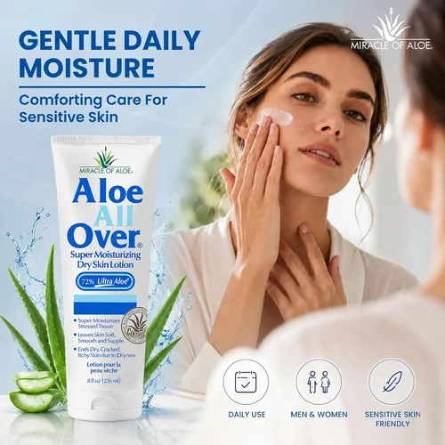 Vista 5 de Miracle of Aloe Loción súper hidratante para la piel seca de Aloe All Over (paquete de 3, 1 onza) - Fabricado con gel de aloe vera 72% UltraAloe