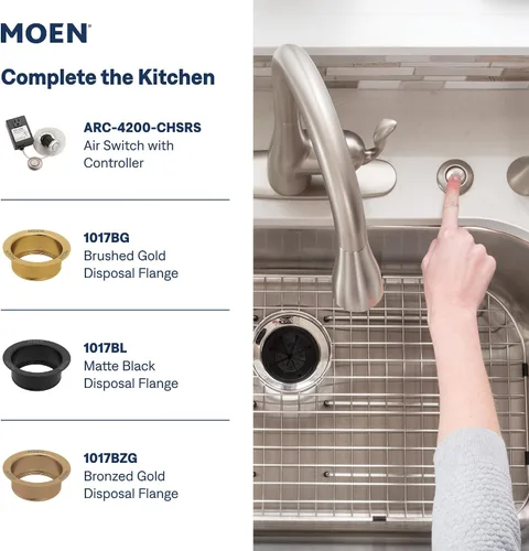 Vista 7 de Moen Prep Series PRO GXP50C - Triturador de basura compacto de alimentación continua para fregadero de cocina con cable de alimentación