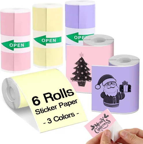 Vista 8 de 10 rollos de papel térmico autoadhesivo para impresora adhesiva sticker