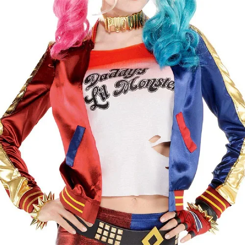 Vista 2 de Quenny Disfraces de Halloween, disfraz de payaso Harley Quinn para niñas. (disfraz, mediano)