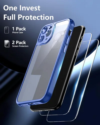 Vista 4 de Funda 3 en 1 para iPhone 11 Pro, [antiamarilleo] [protección de grado militar] [con 2 protectores de pantalla] funda protectora de cuerpo completo
