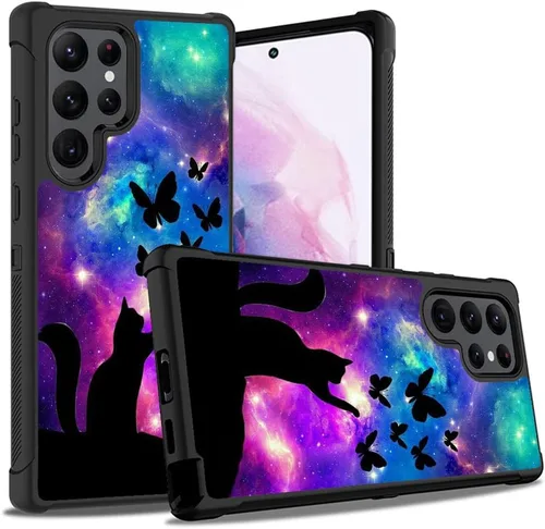 Vista 18 de Funda para Galaxy S22 Ultra, resistente 3 en 1, híbrida de plástico duro y silicona suave, a prueba de golpes, funda de protección contra caídas