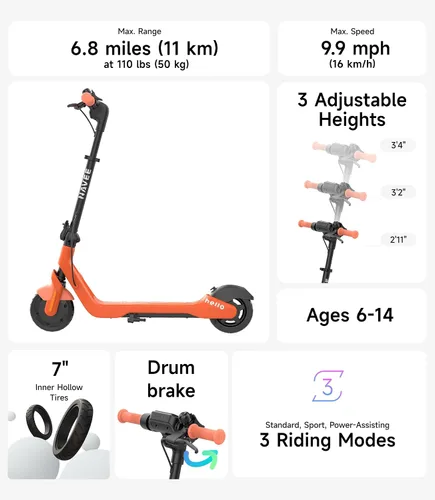 Vista 10 de NAVEE K100 Max/K100 Pro/K100 Electric Scooter for Kids, Adjustable Handlebar/Speed, Digital Pet, Safe Brake, RGB Lights, Lightweight, Riders Up to