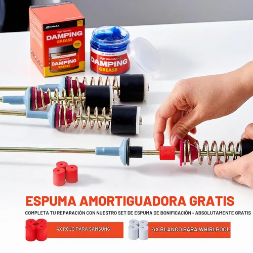 Vista 4 de Kit de grasa amortiguadora para varillas de suspensión de lavadora con insertos de espuma Alta viscosidad 35,000 CST Blue 3.53 oz Grasa