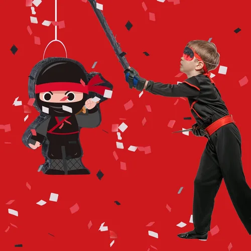 Vista 5 de Piñata ninja de Halloween con murciélago y vendas