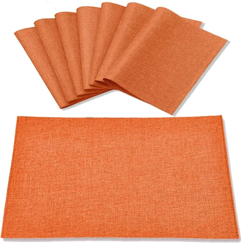 Vista 13 de Juego de 8 manteles individuales de tela tipo lino, lavables a máquina, resistentes al calor, sin arrugas, de poliéster grueso, para cocina, mesa