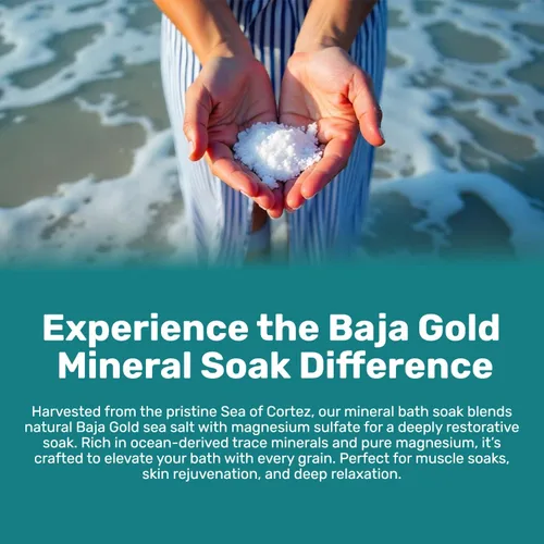 Vista 7 de Baja Gold Ocean Mineral Soak – Remojo de baño de magnesio natural y oligoelementos Remojo relajante y limpio de ingredientes para baño, músculos