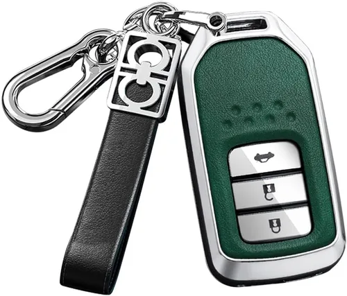 Vista 15 de ontto Funda de metal y cuero para llave de automóvil para Honda Civic Accord Pilot CRV HRV CRZ Fit Odyssey JED Crosstour Ridgeline Crider Spirior