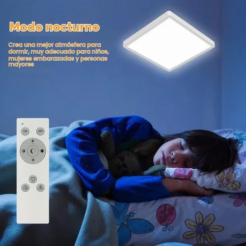 Vista 6 de Lámpara de techo LED regulable de 12 pulgadas con control remoto, brillo CCT completo de 24 W, luz de techo LED cuadrada ajustable, accesorio