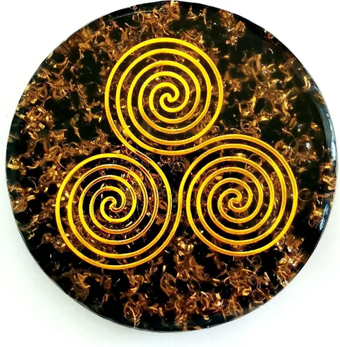 Vista 3 de Grande 4 "cristales de obsidiana Metatron's Cube Merkaba Coaster Placa de carga de agua Cúpula de energía