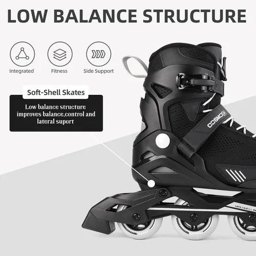 Vista 2 de Patín en línea de fitness para hombres adultos, cuchillas de calle al aire libre para adultos, patines de fitness profesionales, negro, tamaño 5-12
