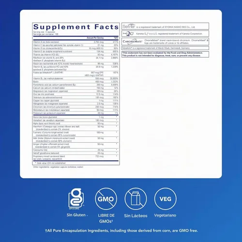 Vista 2 de Pure Encapsulations - UltraNutrient - Complejo multivitamínico/mineral hipoalergénico con antioxidantes avanzados Minerales y Multivitamínicos