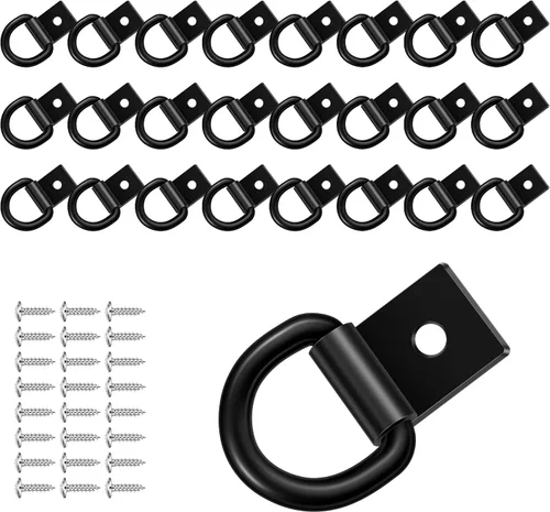Vista 9 de garini Anclajes de amarre de anillo en D negro, 4 anillos en D resistentes con tornillos