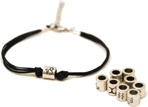 Vista 2 de Zodiac signs bracelet, Capricorn sign, black cord with silver sign charm, black cords, astrology bracelet, horoscope, spiritual jewelry