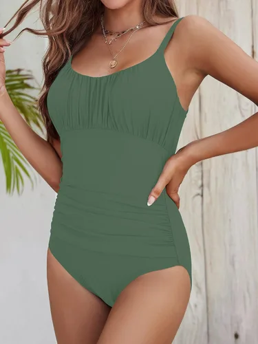 Vista 6 de Traje de baño de una pieza para mujer, con control de abdomen, traje de baño fruncido