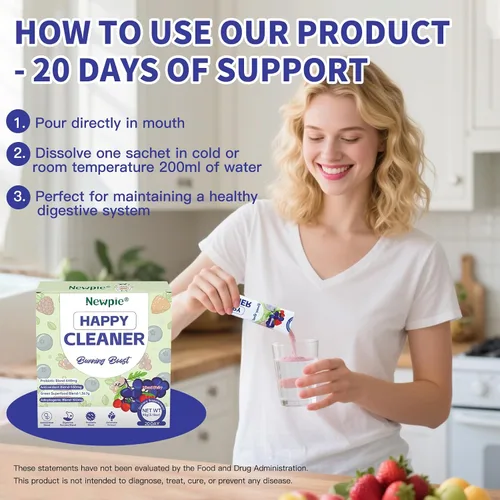 Vista 6 de Newpie Superfoods Happy Cleaner - Polvo probiótico y probiótico con sabor a sandía, fibra orgánica, sin azúcar, salud intestinal, antioxidante