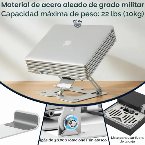Vista 4 de Soporte ergonómico para portátil de acero de aleación
