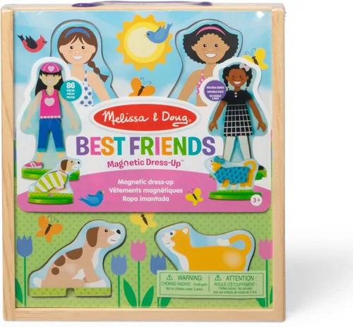 Vista 6 de Melissa & Doug Best Friends - Juego de Muñecas de Madera Magnéticas para Vestir de Juego de Simulación (78 piezas)