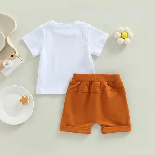 Vista 30 de Conjunto de ropa de verano para niños pequeños, 2 piezas, camiseta de manga corta con cintura elástica