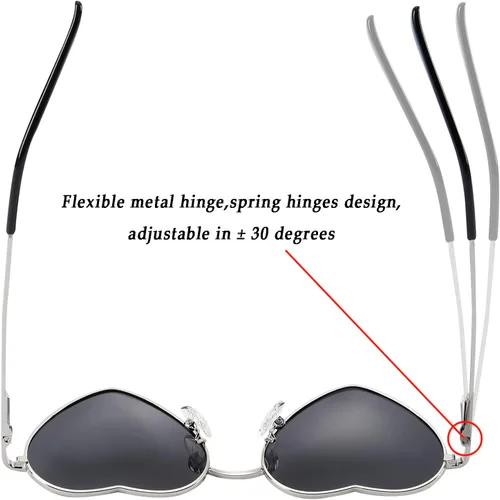 Vista 3 de Gafas de sol polarizadas con forma de corazón para mujer, marco de metal, estilo encantador, protección UV400