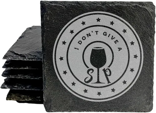 Vista 29 de Rustic Drinking Wine is My Hobby Slate Coasters Set of 8 – Round – USA Made Witty wine lover’s motto engraved on real slate coasters — “drinking