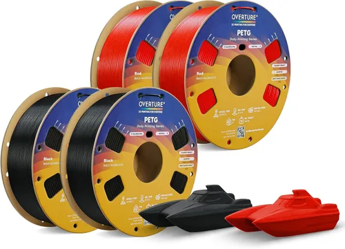 Vista 52 de OVERTURE - Filamento PETG de 1/16 de pulgada (1.75 mm) para impresora 3D y FDM, bien enrollado, duradero, carrete de 4.4 libras, dureza firme