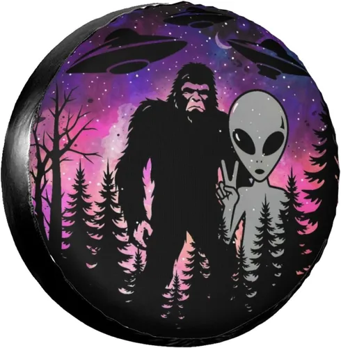 Vista 8 de 70s Groovy Hippie Retro Spare Tire Cover Wheel Protectors Dust-Proof Wheel Tire Cover Fit Trailer, Rv, Sand Many Vehicle 14inch