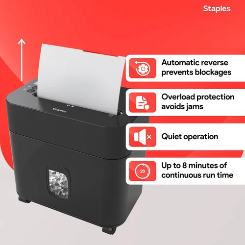 Vista 5 de Staples Trituradora de papel microcortada de 12 hojas, compacta, de alta