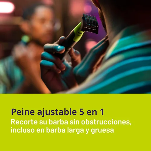 Vista 6 de Norelco Philips OneBlade 360 con Conectividad Híbrida para Cara, Recortadora de Barba Eléctrica y Afeitadora, con Tecnología de Cuchilla 360, 1