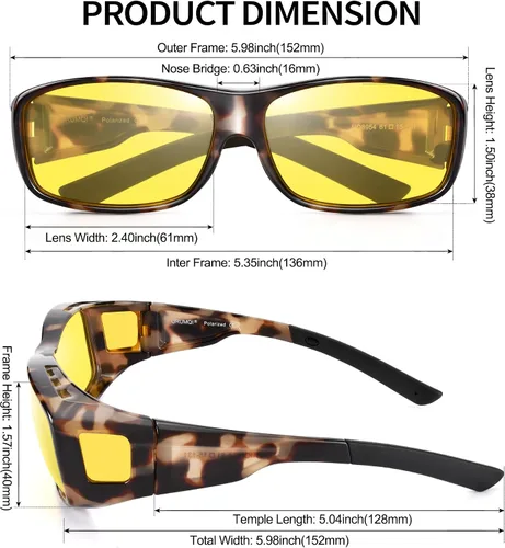 Vista 2 de URUMQI Gafas de conducción de visión nocturna para hombres y mujeres, lentes polarizados antirreflejos, lentes de alta definición amarillas