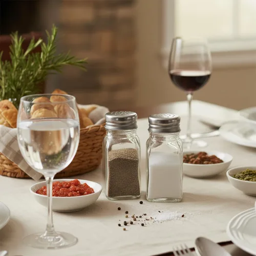 Vista 3 de Juego de salero y pimentero de vidrio transparente, accesorios de cocina para la mesa Refillable Clear Glass Salt and Pepper Shakers, Classic
