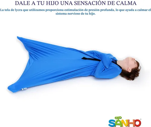 Vista 8 de Producto sensorial de movimiento de Sanho Yopo en tamaño mediano para 6 a 9 años. Medida 47 x 27 in en color azul