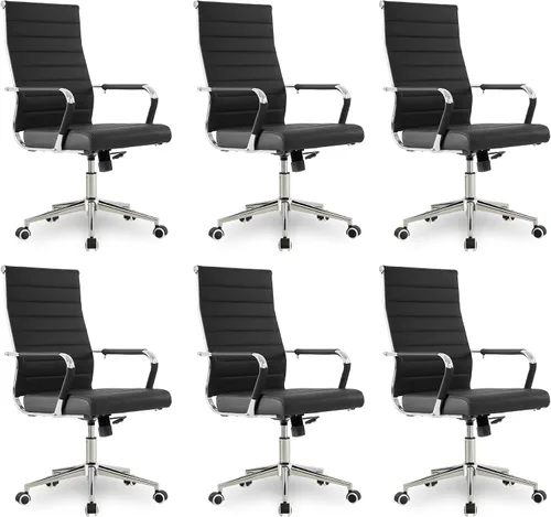 Vista 20 de Okeysen Office Desk Chair, Ergonomic Leather Modern Conference Room Chairs, Executive Ribbed Height Adjustable Swivel Rolling Chair for Home Office
