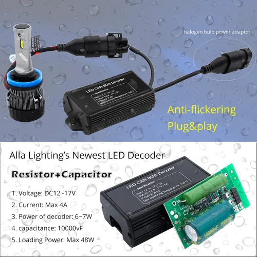Vista 5 de Alla Lighting PX29t Base HB5 9007 LED Decodificadores CAN Bus Libres de Error para Kits LED/DRL, Bombillas Anti-Parpadeo/Intermitencia