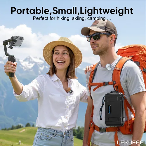 Vista 7 de Lekufee Estuche rígido impermeable de viaje para DJI Osmo Mobile 8P Gimbal Stabilizer, y otros accesorios (solo funda y bolsa)
