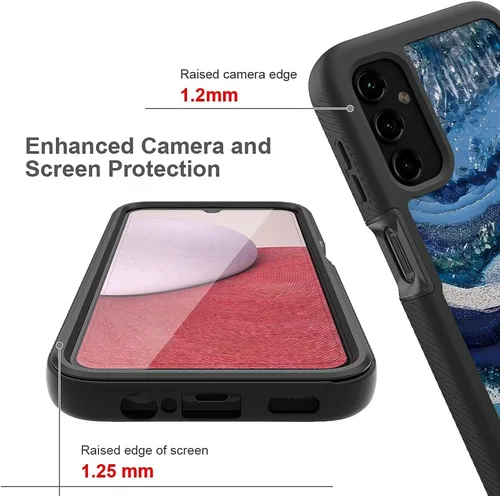 Vista 5 de TJS Funda compatible con Samsung Galaxy A14 5G, con [protector de pantalla integrado], cubierta protectora de cuerpo completo contra caídas