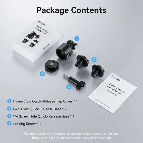 Vista 6 de TELESIN Base de adaptador de montaje para accesorios GoPro, montaje magnético de trípode de cámara de liberación rápida para DJI Action Osmo 3/4/5