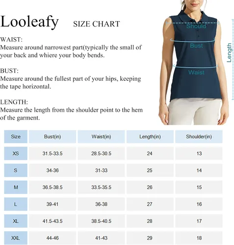 Vista 7 de Looleafy Camiseta de golf sin mangas para mujer, de secado rápido, camiseta polo de golf para mujer con cuello