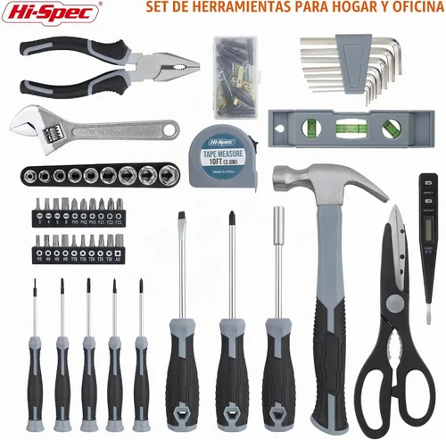 Vista 2 de Hi-Spec Juego de herramientas generales para el hogar de 54 piezas – Kit de herramientas manuales para el hogar y el garaje con caja de herramientas