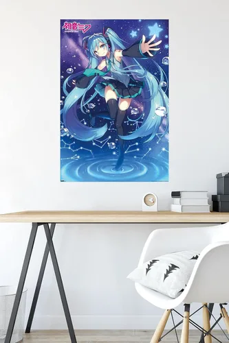 Vista 4 de Hatsune Miku - Póster de pared de estrellas, 34 pulgadas de largo x 22.4 pulgadas de ancho, versión sin marco